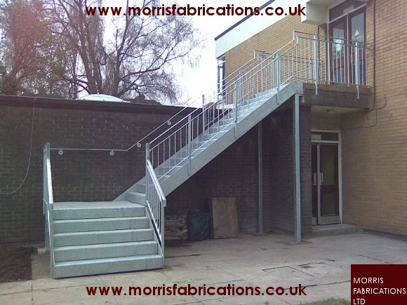 Photo of steel fire escape stairs.