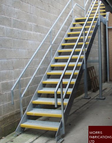 Photo of steel fire escape stairs.