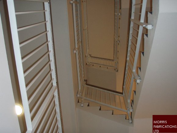 Photo of steel fire escape stairs.
