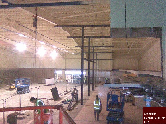 Photo of support steelwork under construction.