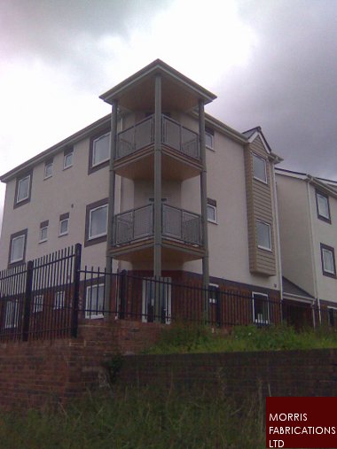 Photo of structural steel columns and landings.
