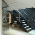 Steel staircase with stainless steel balustrade