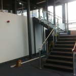 Steel staircase with stainless steel balustrade at a gym in Dudley.