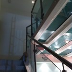 Straight stairs with stainless balustrade