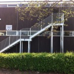 Galvanised steel fire escape staircase