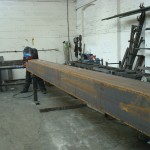 Steel box section for bridge being welded