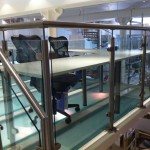 Stainless steel balustrade with glass infill panels