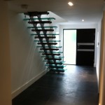 Floating staircase with glass treads