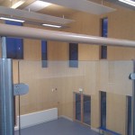 Stainless steel balustrade with timber top rail and glass infill panels