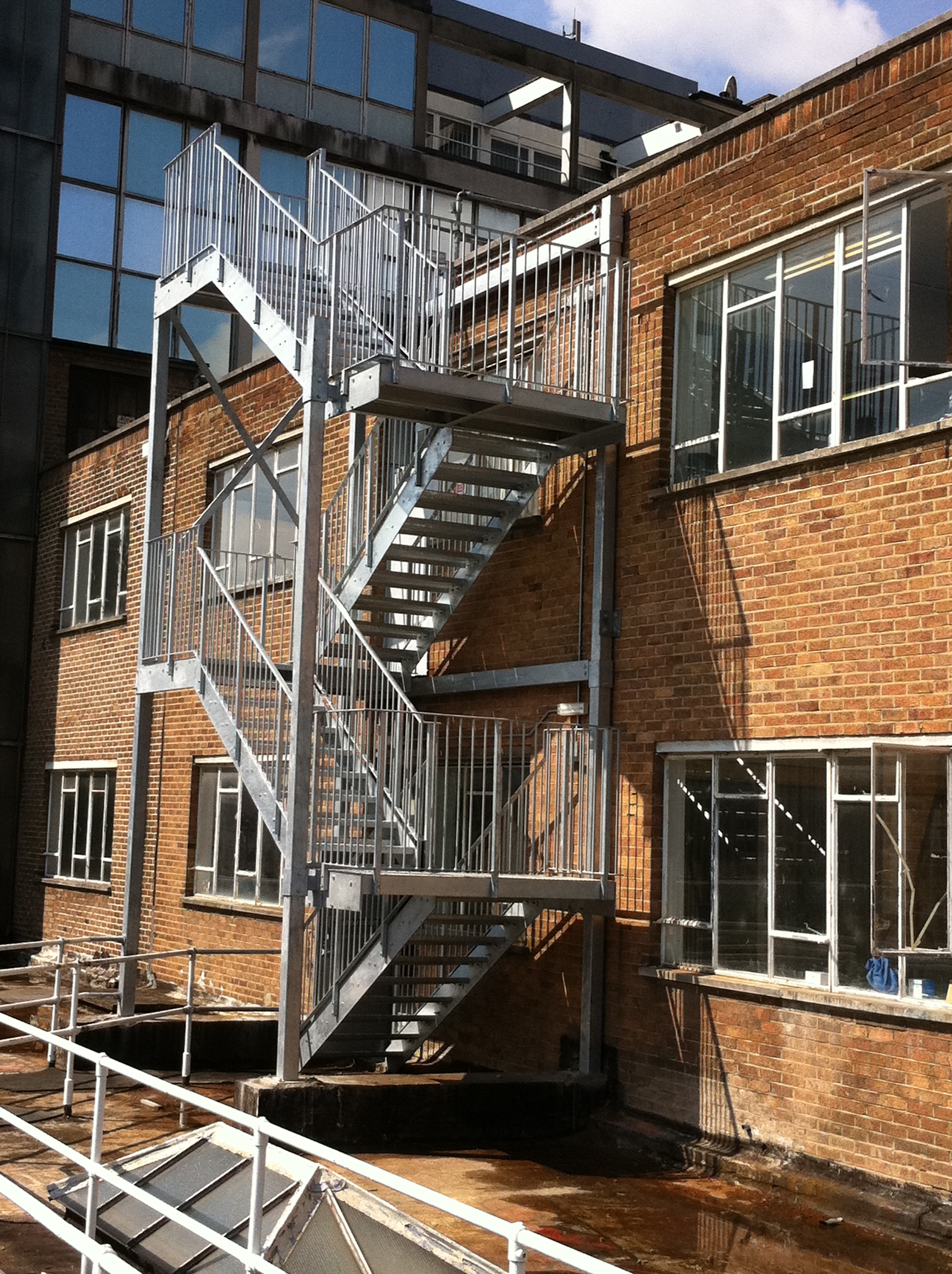 External metal fire escape stairs