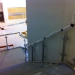 Stainless steel balustrade prior to glass infill panels