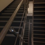 Stainless steel running rail balustrade to staircase