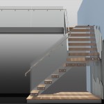 3D visualisation of a staircase with frameless glass balustrade