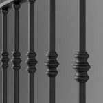 Uniqlo grand feature staircase balustrade 3D render
