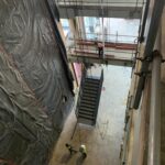 Steel staircase at Cambridge Science Park during installation