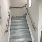 Stainless steel wall rail up galvanised staircase